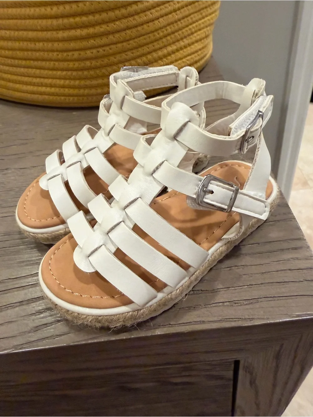 Sugar White Strappy Gladiator Sandals for Kids